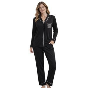 Rae Dunn “Coffee Please” Black Pajama Set Size Small